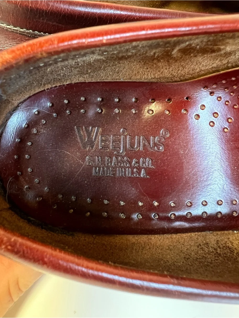 Vintage GH Bass Weejuns Oxblood Burgundy Leather Penny Loafers Made in USA 8 men